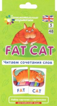 Читаем сочетания слов Английский язык Fat cat Занимательные карточки